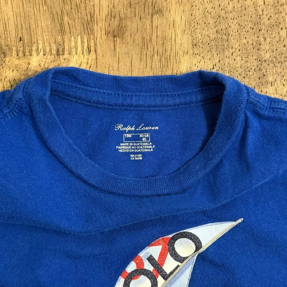 Polo Bear By Ralph Lauren Shirt Windsurfer Short Sleeve Blue Size Baby 18M